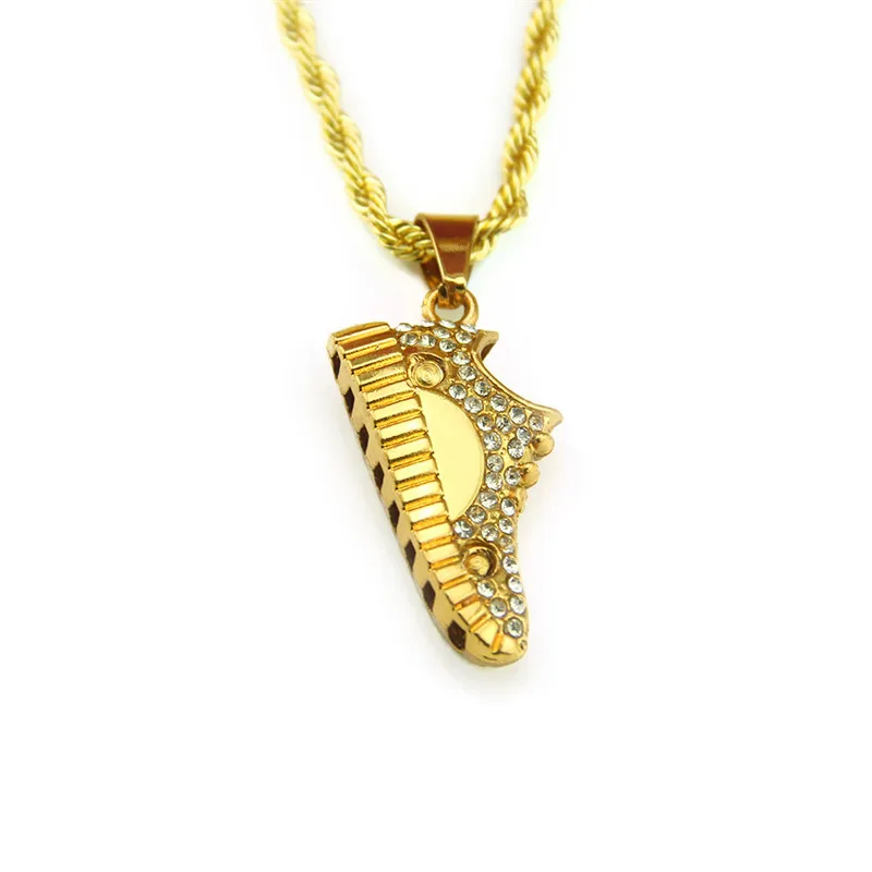 Gold Skateboard Shoe Pendant Necklaces 