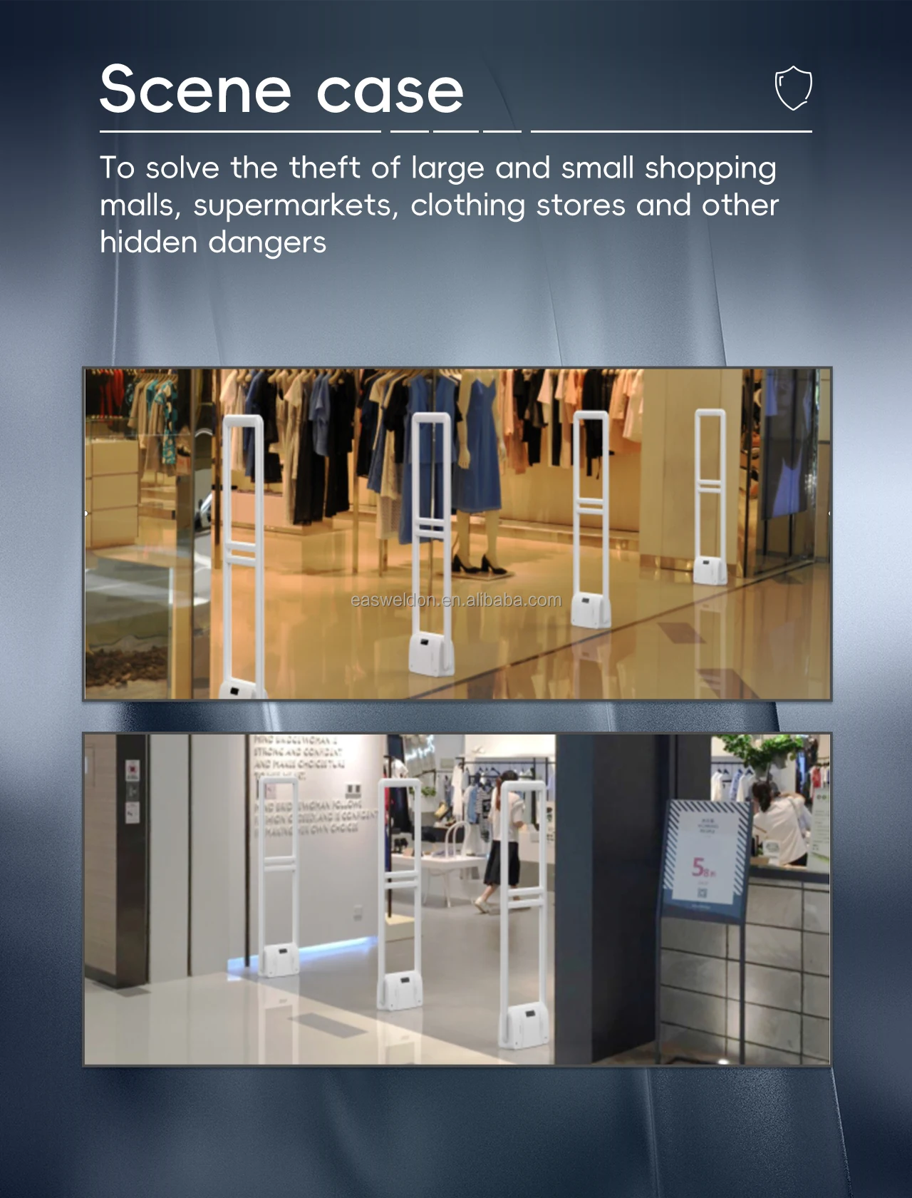 Supermarket Anti-theft System Theft Detector 58khz Frequency Jammers Merchandising Alarm Door