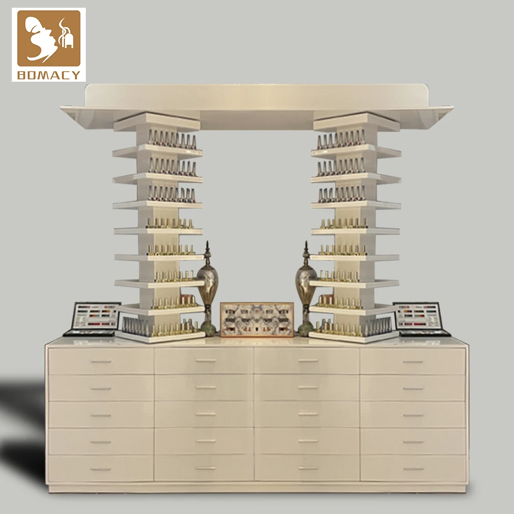 Gel Storage Wood Shelves for Cosmetic Store Klar Rotating Acrylic Art Practice Polish Display Stand Nail Polish Racks Wall Mount