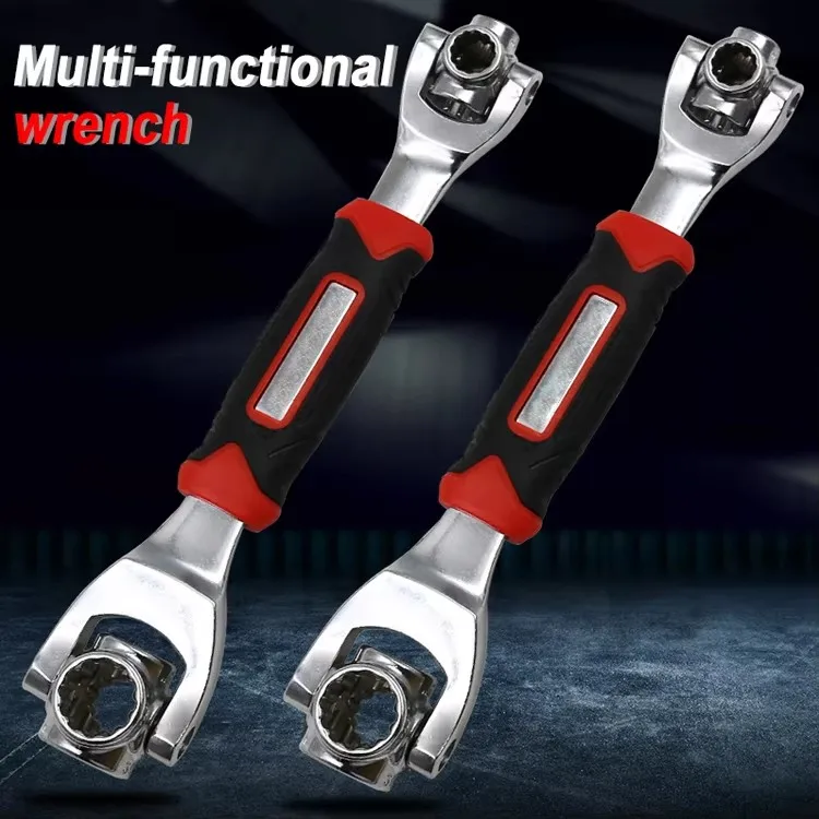Llave 8 en 1 Rotación multidireccional de 360 grados Trinquete Spline Bolts Manga Rotación Llave de doble extremo Herramientas de reparación manual