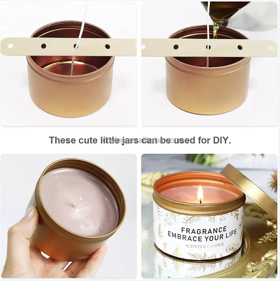 Wholesale Tin Can 2oz 4oz 6oz 8oz Rose Gold Black Round Candy Gift Box Metal Storage Container Empty Candle Tin Can details