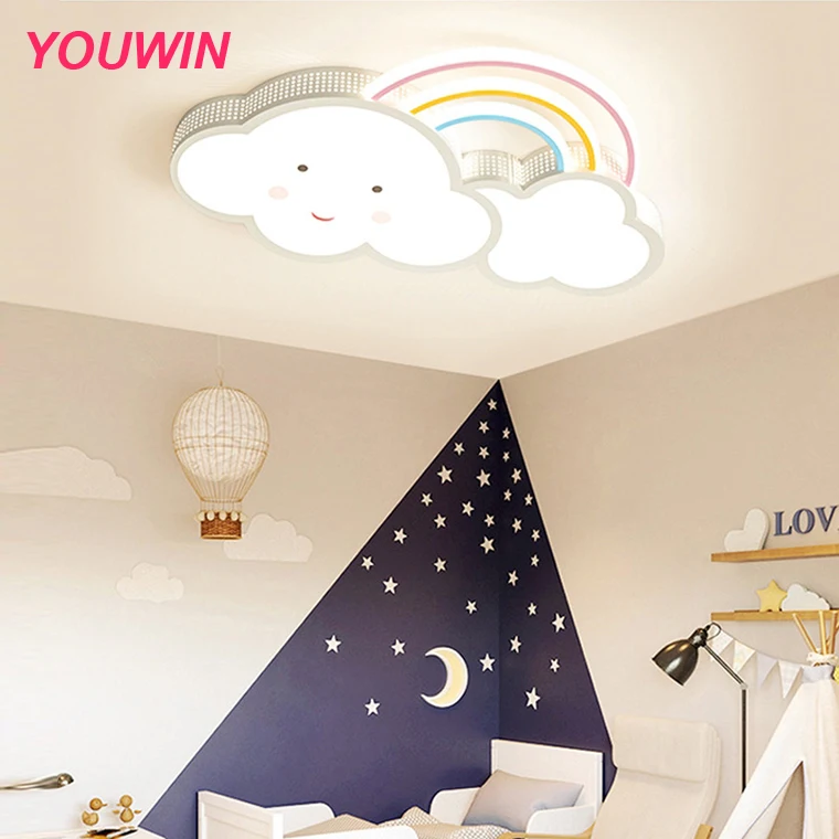 Nordic minimalist modern wrought iron kid bedroom study ceiling lamp with remote control
