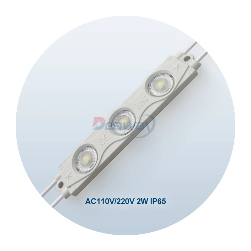AC 110V LED Module IP65 White 6500k SMD 3030 2 Watt 220V LED Module with Lens for Billboard Signs