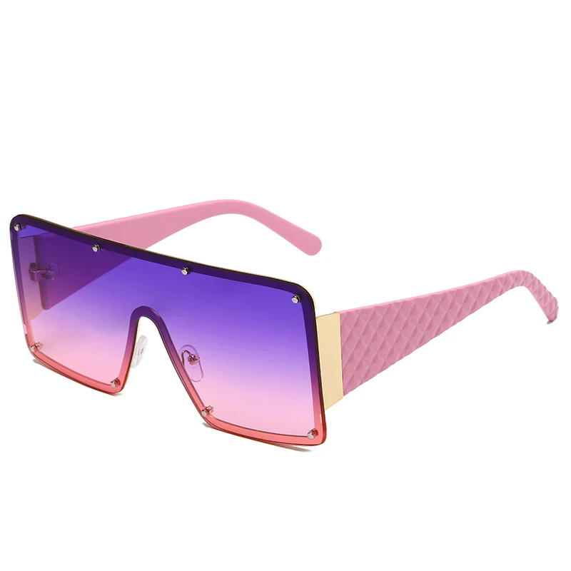 NWOGLSS 58287 Colorful Metal Square Oversized Fashion Conjoined Sunglasses aperçu 9
