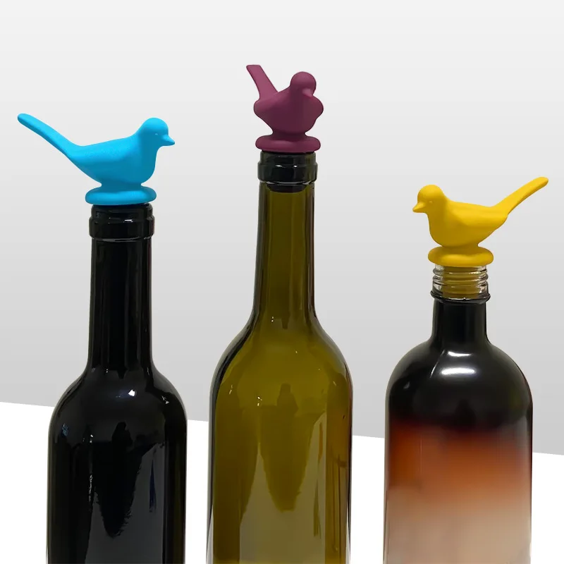 3D Bird Silicone Wine Stopper Multi-Color Food Grade Bottle Cap for Seasoning & Wine Preservation Red Wine Utensils Sealed Mouth manufacture