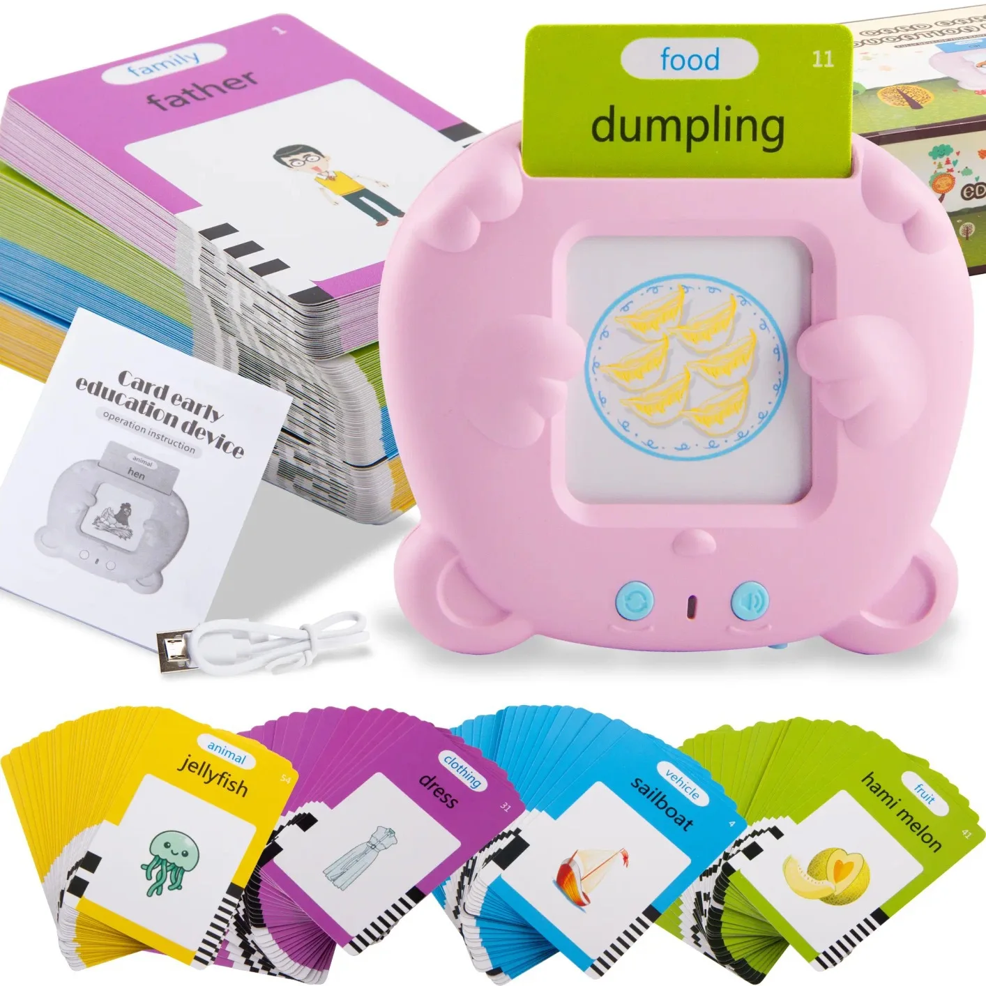 Zhorya Custom Learning Device Educational Toys Kids Flash Card Learning Machine
