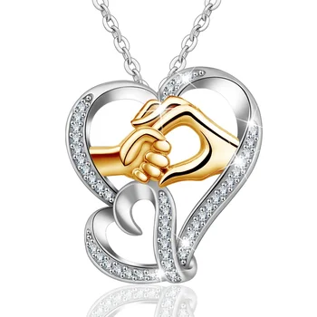 Merryshine Jewelry Mother and Baby Hand Heart Pendant Necklace for Mothers Day Gift