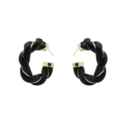 Leather Earrings Shiny Leather Non Tarnish Gold Colorful Earrings Twined Faux Leather 925 Needle Hoop Earrings - Free Sample