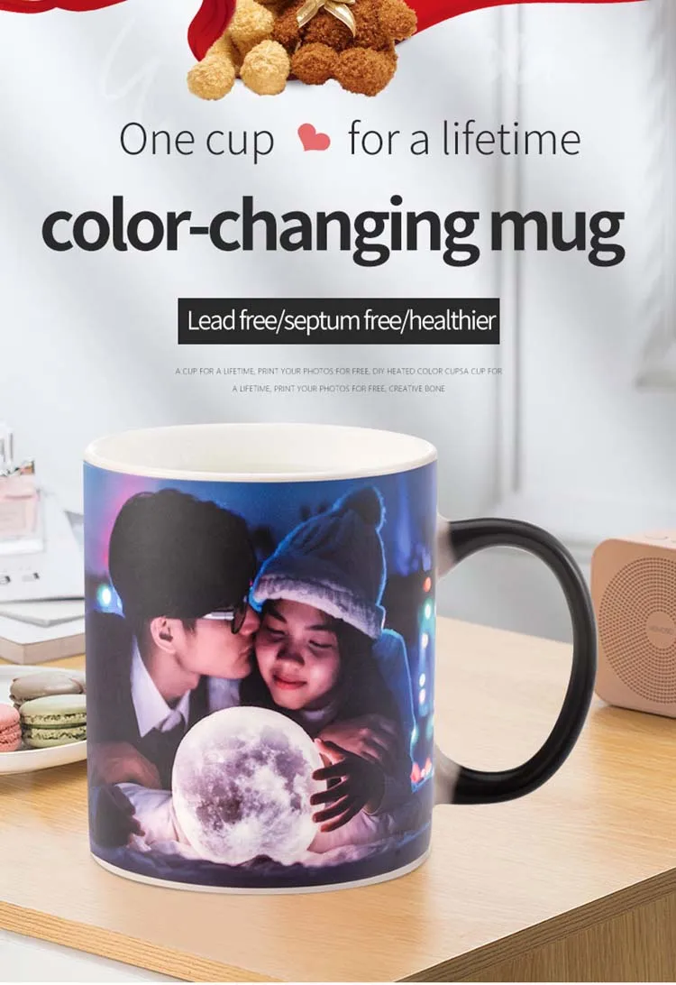 Magic Custom Photo Color Changing Coffee Mug Cup, Personalized DIY Print  Ceramic Hot Heat Sensitive Cup -Add Your Photo&Text