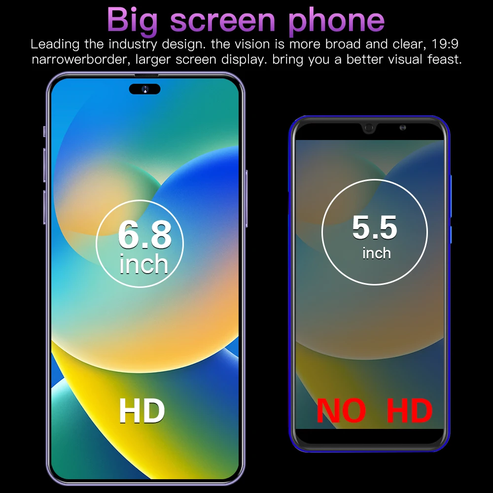 Factory Direct Sale I14 Pro Max 7.3 Inch 5g Mobile Phone 16gb+1tb Fast ...