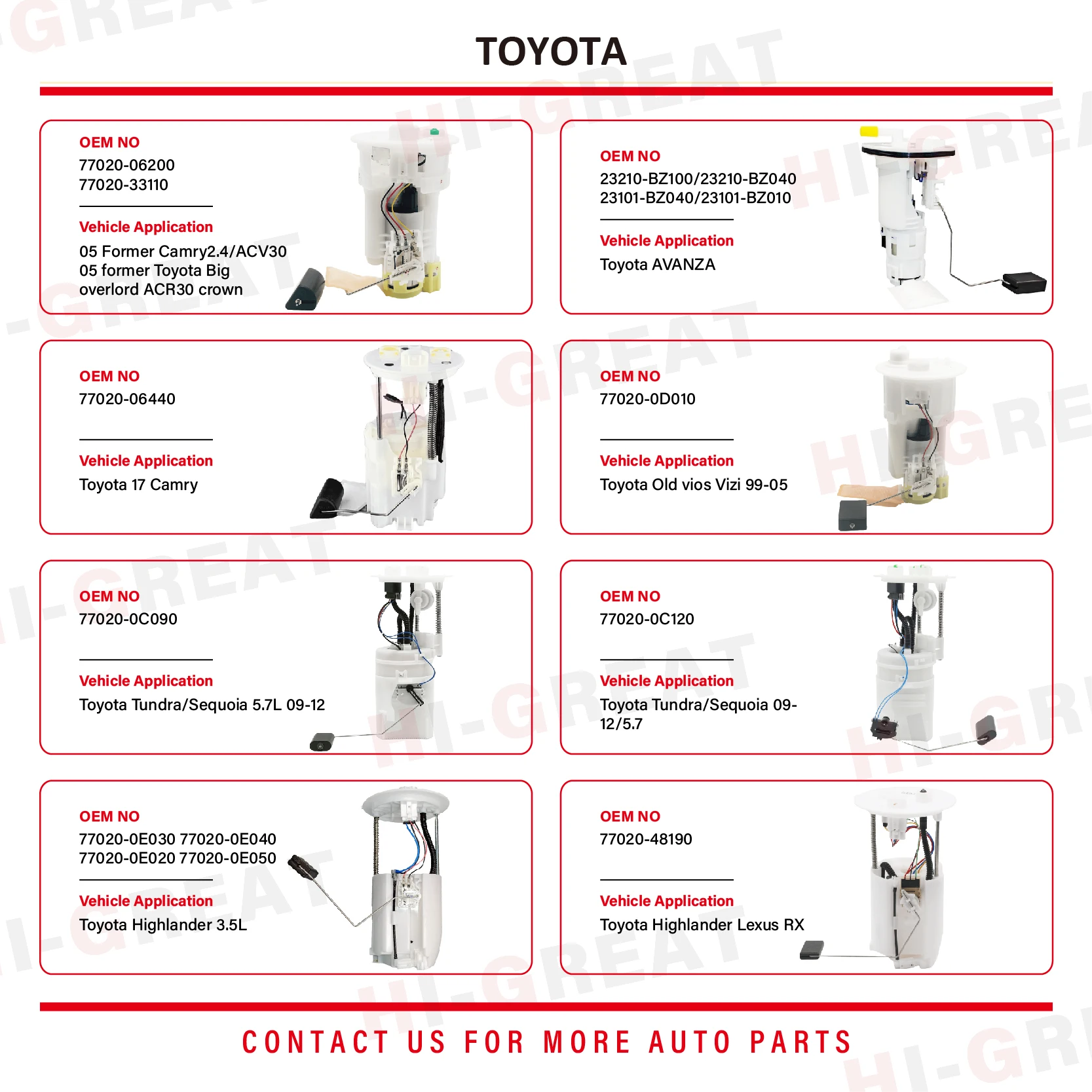 23220-75091 Electric Fuel Pump for Toyota PRADO 1998-2007