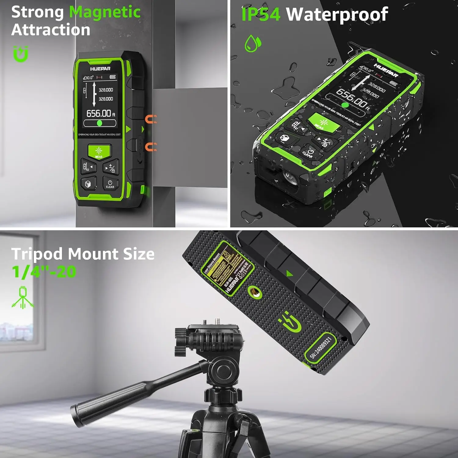 Universal Laser Distance Meter 100m/328ft – CP-100S With LCD Backlight, Area & Volume