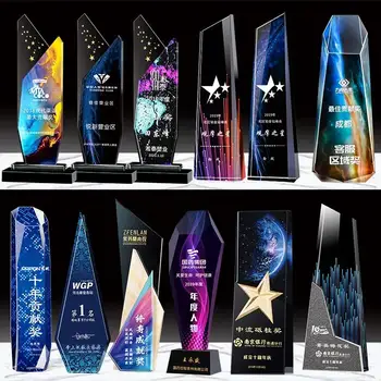 Custom Free All Kinds of Blank k9 Colorful Crystal Award Trophy Glass Trophy Crystal Trophies