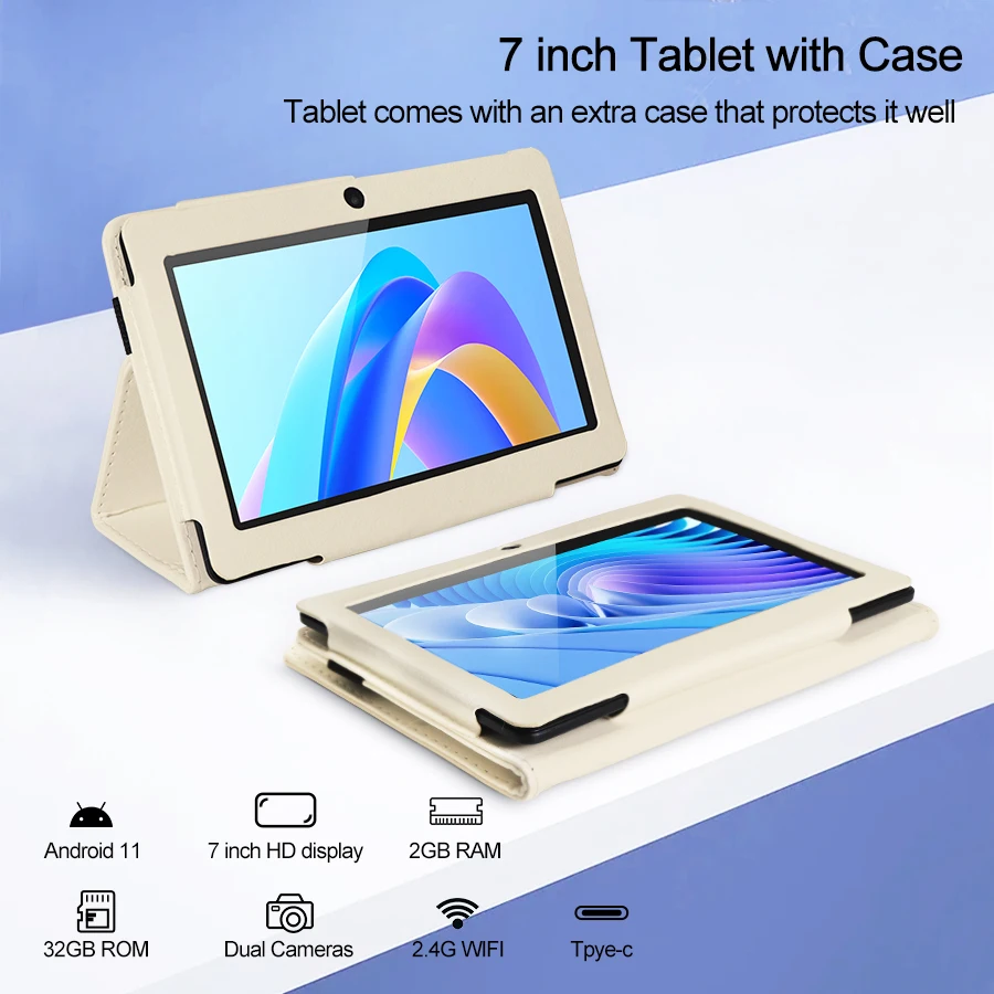 7 Inch Ram 4GB Rom 32GB Wifi Android 14 Kids Tablet Gaming Tab Quad Core Android Tablette Pour Enfant