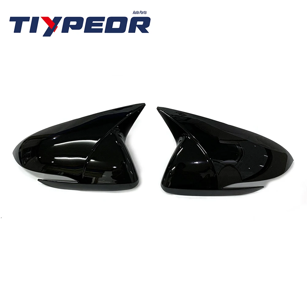 product tiypeor gloss black side mirror cover for hyundai elantra 2016   2020 sticking rearview mirror cover replacement 2017 2018 2019-2