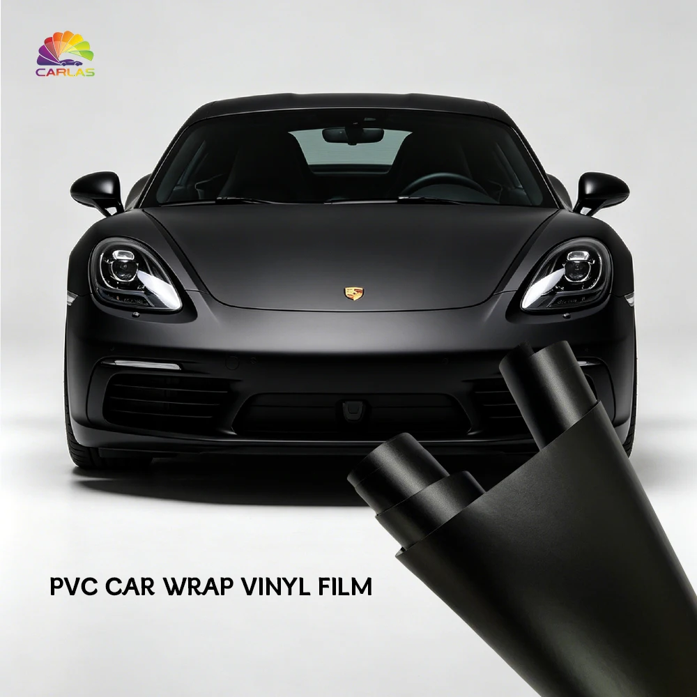 Carlas 1.52 16.5M Pvc Car Film Super Glossy / Frosted / Matte Black Body Car Wrap Vinyl Films