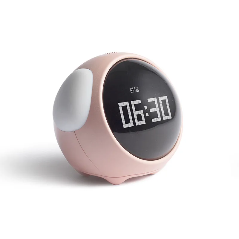 Custom logo Emoticon Voice Control LED Digital Clock Touch Sensor Lamp 2 Modes Snooze Desk Table Bedside Bedroom Living Room
