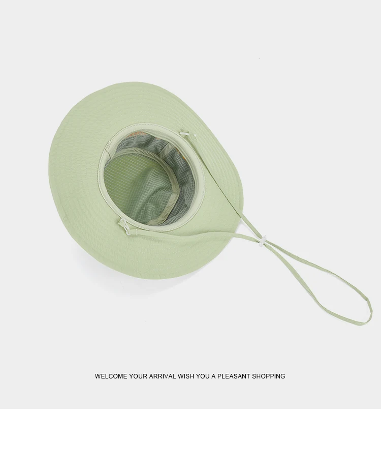 Fashionable Summer Bucket Hat New Design Light Flat Brim Waterproof Sun Protection Windproof Rope for Fisherman's Fishing