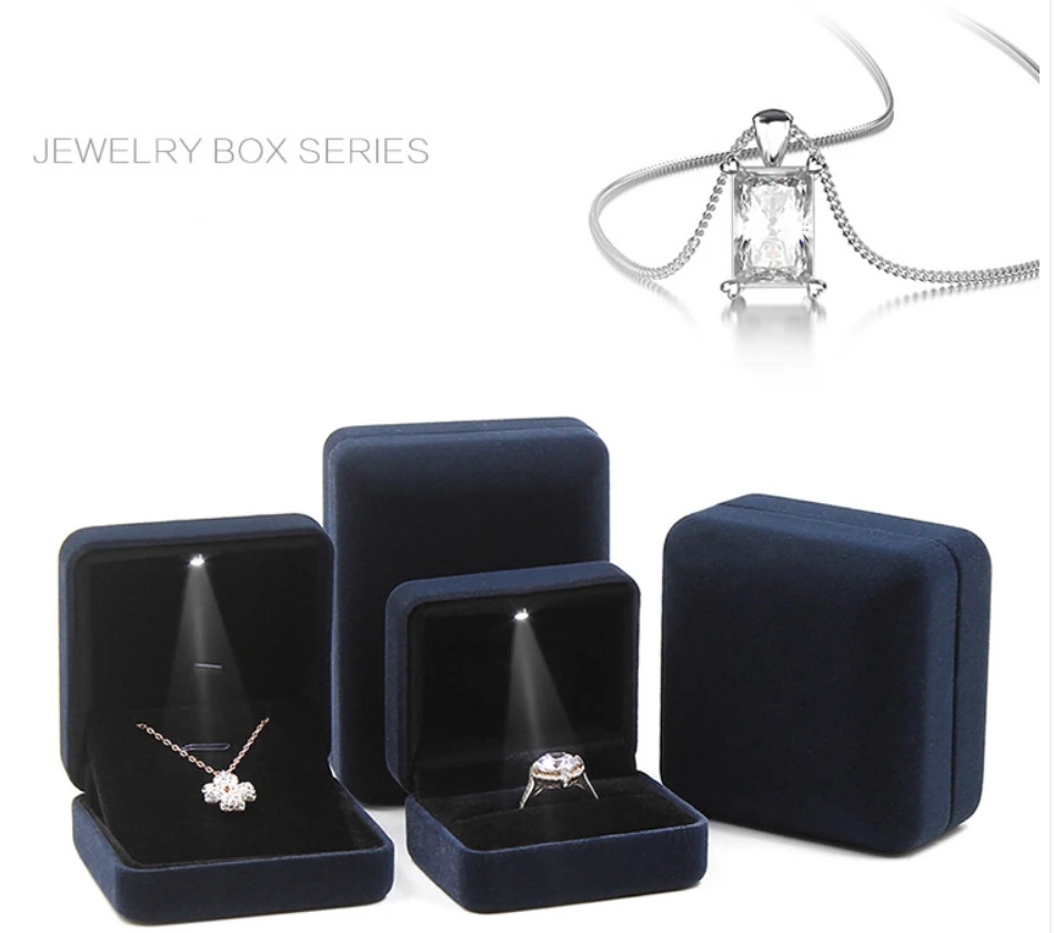 Customized Luxury Led Light Velvet Jewellery Boxes Bracelet Packaging