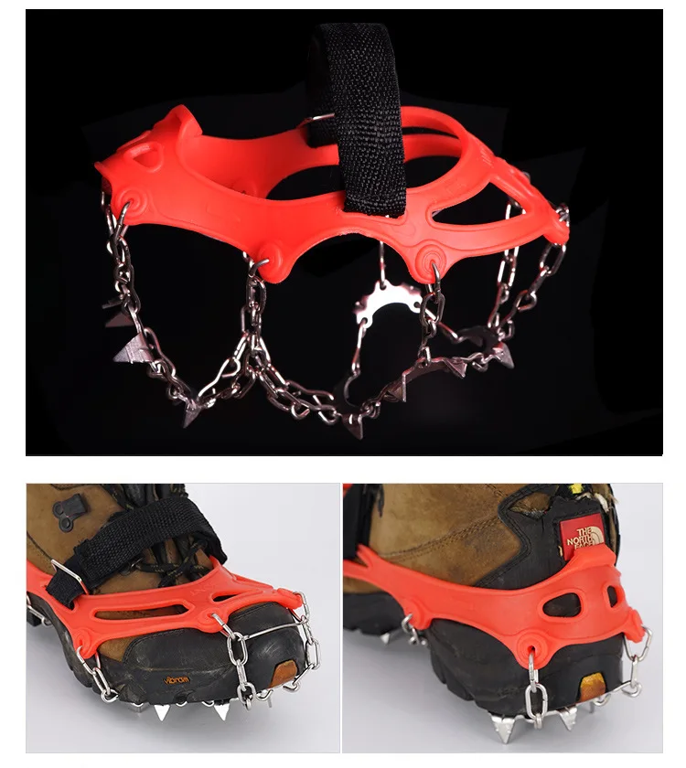 
 Лед Тяговых Бутсы кошки снег шипы ручки с 13 зубы марганцевой стали для сапог  