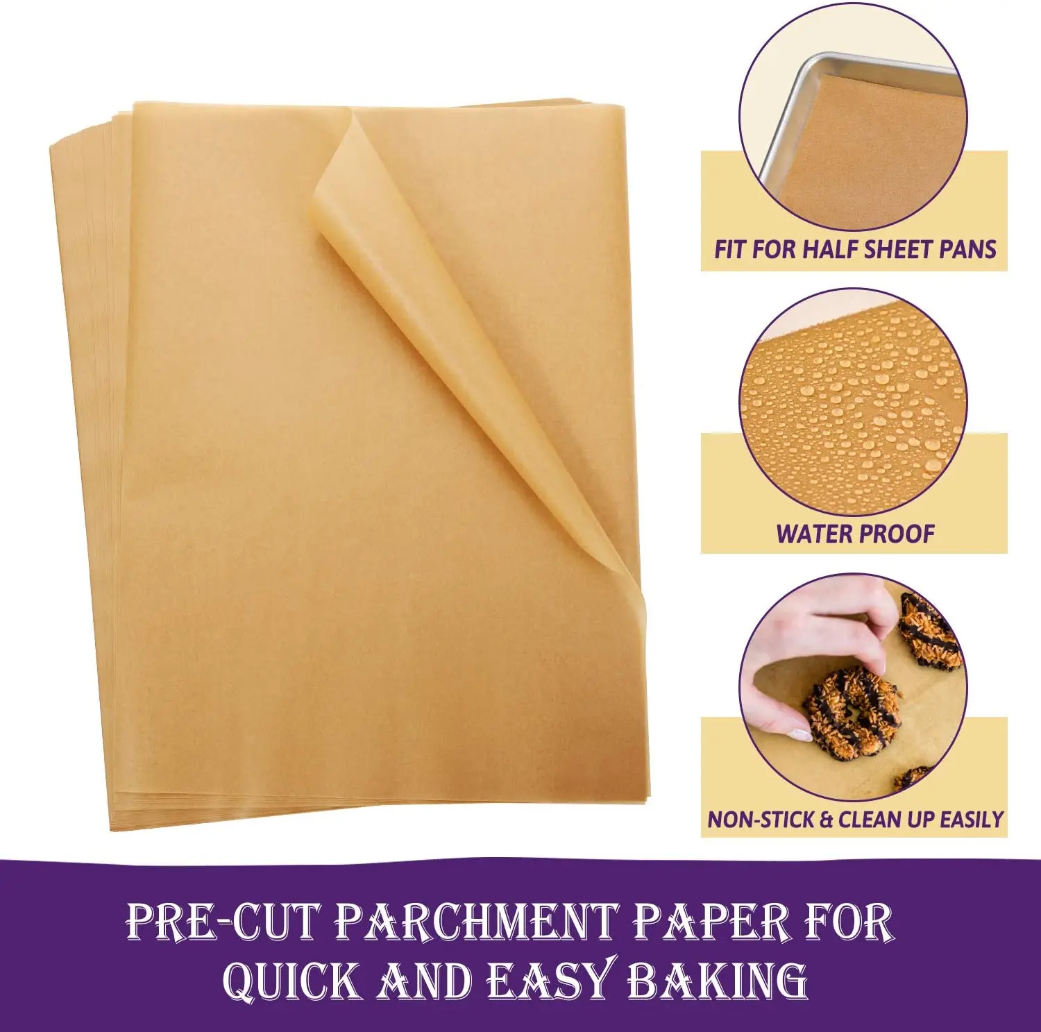 Katbite 500 Pcs Parchment Paper, 16x24 Inches Baking Paper, Heavy Duty & Non-Stick Parchment Paper Sheets, Pre-Cut Parchment Paper Baking Sheets Is