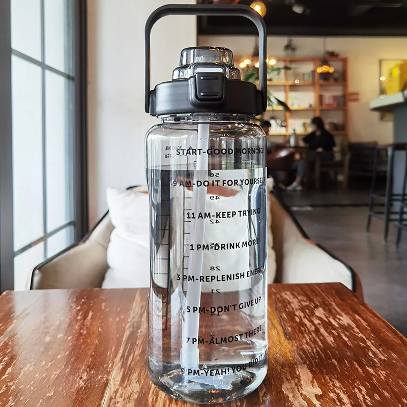 BPA-Free 2L for Motivational Water Bottle 2 Liter 1 Gallon Sports Plastic  Drinkware with Straw Big Capacity Time Marker for| Alibaba.com