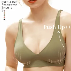 Women's Summer Wireless Jelly Bra Thin Seamless Side Breast Collection Anti-Sagging Push-Up Soft Cup for Small Chest Solid Color