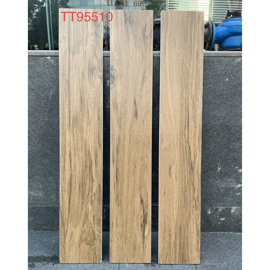Matte Finish Porcelain Glazed Wood Look Kitchen Ceramic Tiles Floor 15x90