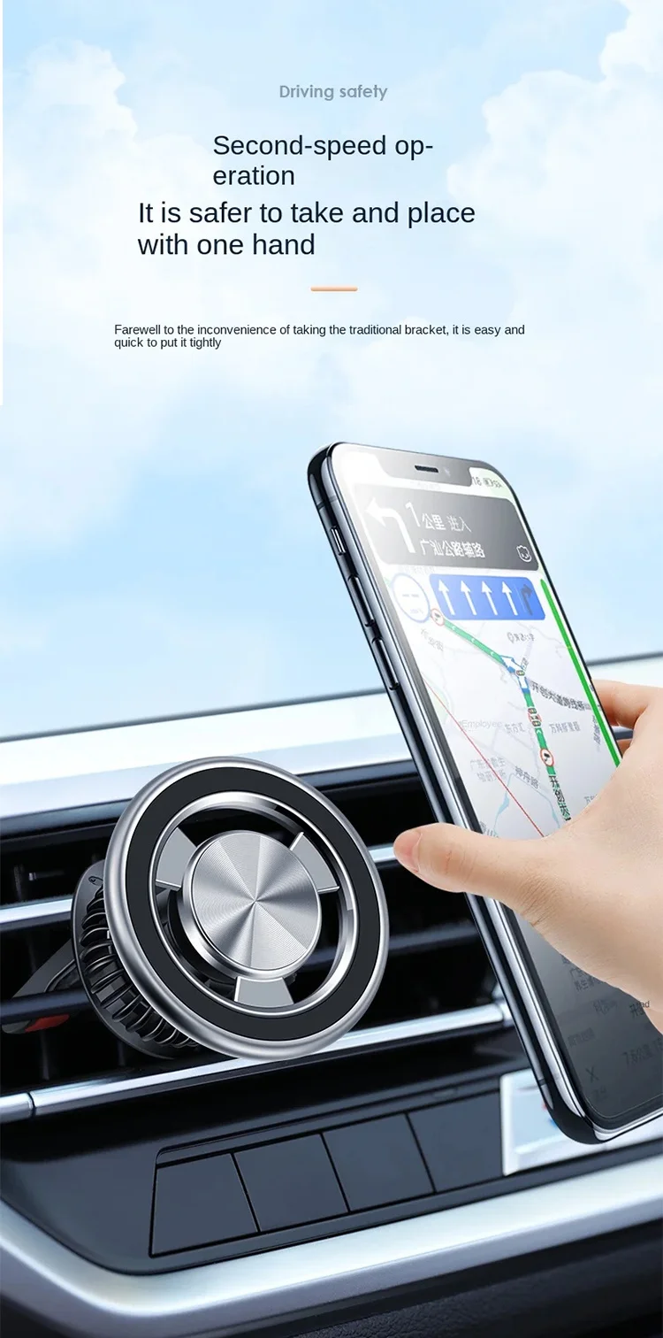 Metal güçlü manyetik anti-sonbahar araba hava çıkış braketi iPhone için 360 rotasyon araba Mini hava çıkışı cep telefon tutucu destekler