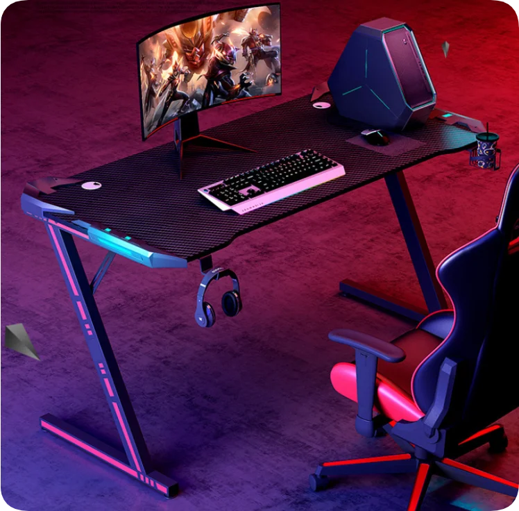 product hot sale gaming desk for gamer gaming table with rgb computer desk with cup holder z sharped gaming tables-2