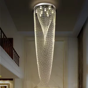 Staircase Hanging Lamp Hotel Lobby Villa Crystal Large Long Customized Chandelier Luxury for Villa Home