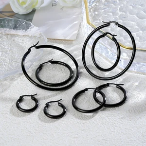 Wholesale Stainless Steel Punk Drop Dangle Earrings Various Sizes Geometric Huggie Hoop Clip-On for Men & Women Chromium Plated