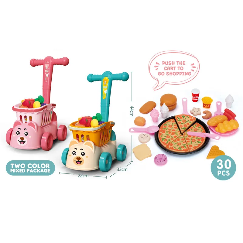 Детская тележка для супермаркета игрушка-тележка игрушки ролевых игр кухонный набор имитация фруктов и