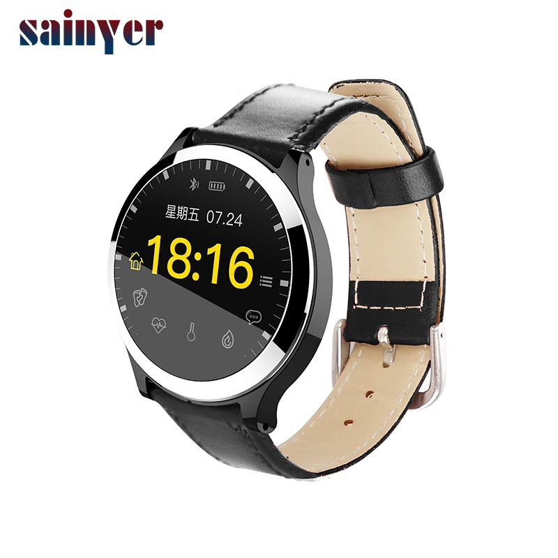 Новый B65 Bluetooth 4 0 версия IP67 водонепроницаемый смарт-браслет умные часы с кожаным