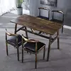 120*60 mesa y cuatro sillas de madera quemada