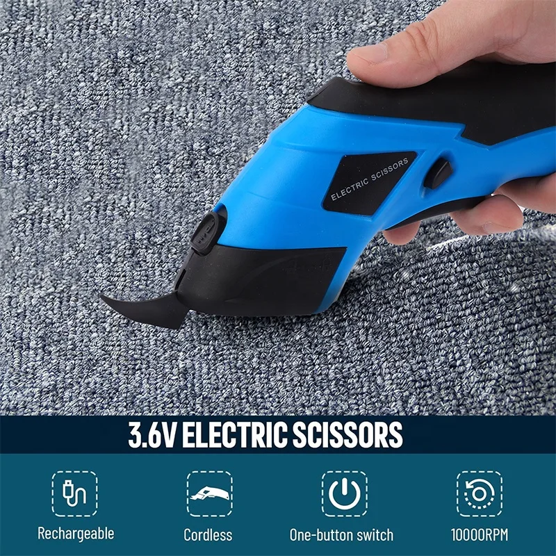 Cordless Electric Scissors Rechargeable Powerful Shears Cutting Tool for Fabric Cardboard Carpet Leather Felt with Charger