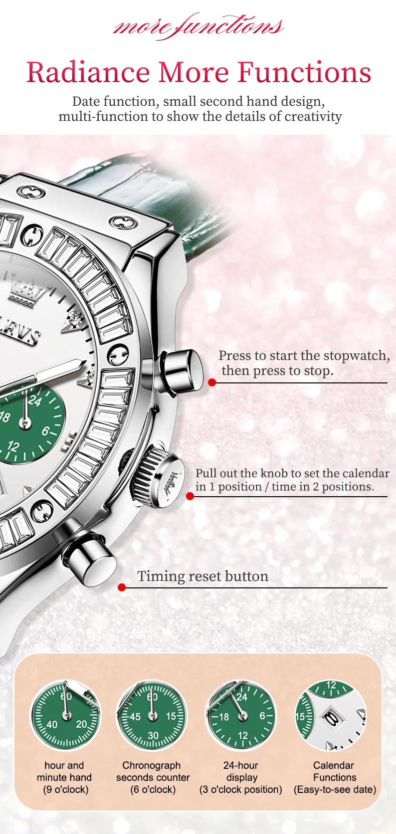 OLEVS 9978 Analog Quartz Watch for Women Leather Strap Waterproof Luxury Elegant Ladies' Watches Business Luxury Wristwatch