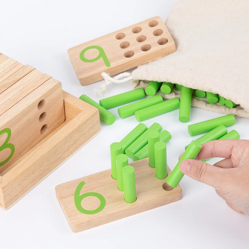 Hot Sale Wooden Number Math Learning Toy  Montessori Math Peg Board Counting Material Toys
