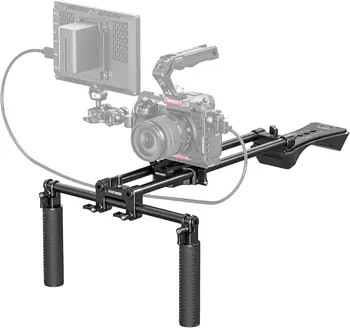 NEEWER Universal Shoulder Rig Kit, 16"/40cm Extended 15mm Rod Support System Camera Stabilizer for DSLR Camcorder for