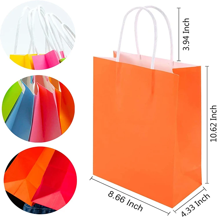 8 Colors Small Kraft Paper Party Favor Bags Bulk,Goodie Gift Bags With ...