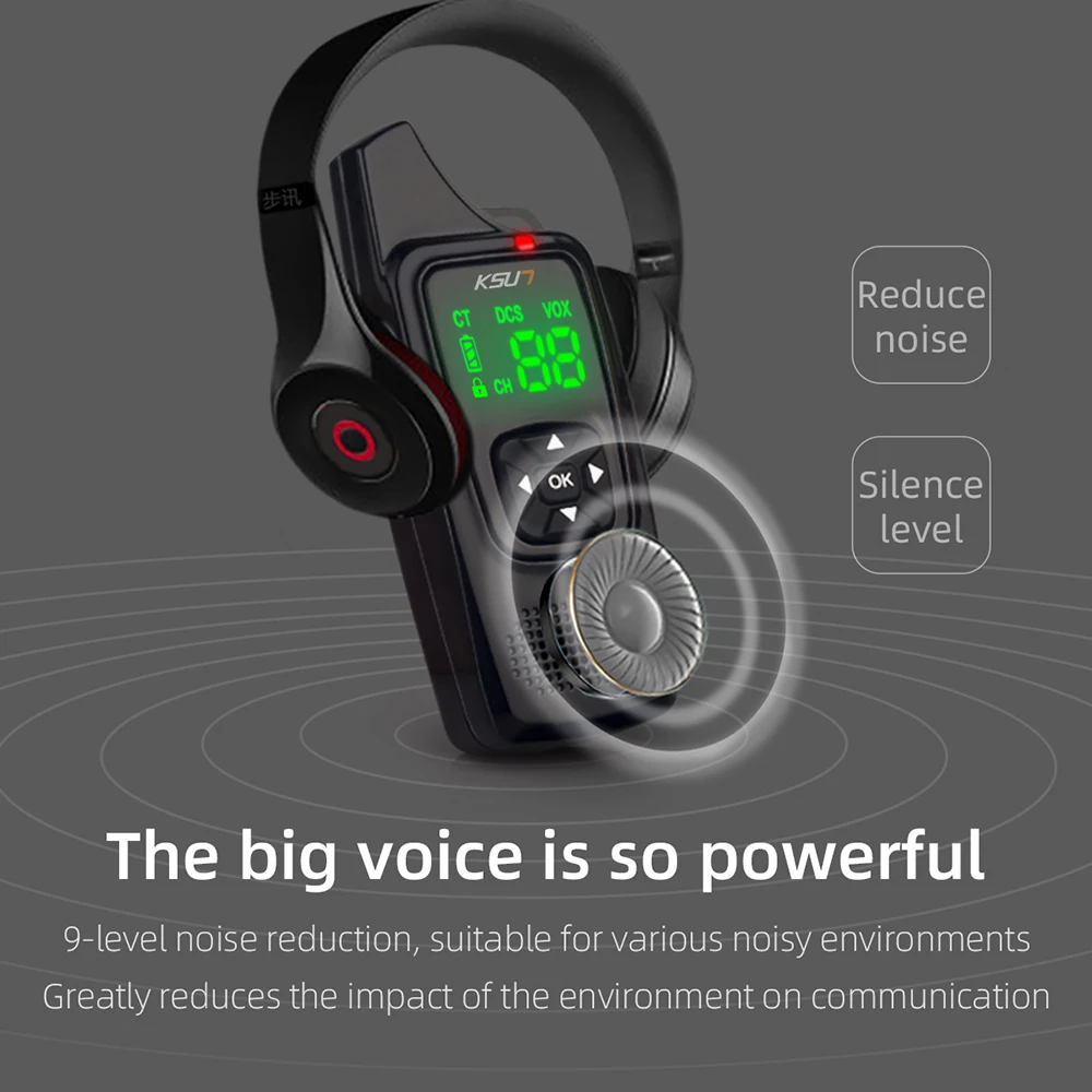 KSUN V6 USB Charging PTT Mini Walkie Talkie Hidden Display UHF Two Way Radio