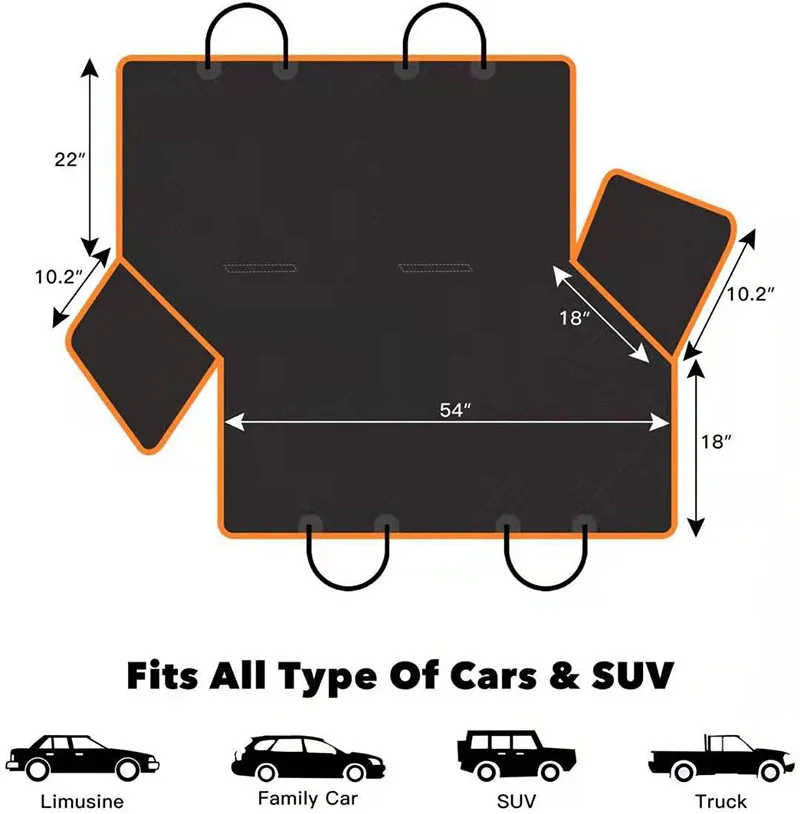 Waterproof Car Dog Back Seat Cover Oxford Cloth Polyester Pet Car Seat Waterproof Cover With Leash Folding Feeding Bowl Pet Mat