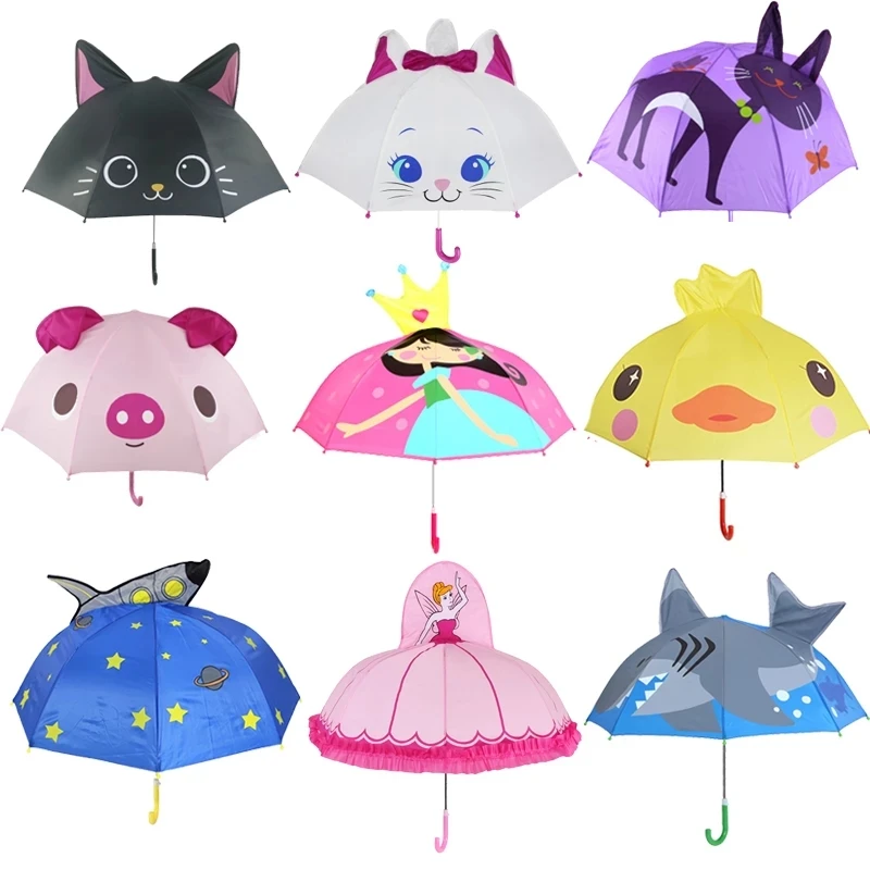thumbnail image 2 of Kids Unicorn Cat Umbrella - Automatic Yellow Children's Umbrella For Rain & Sun Protection 2 of 10