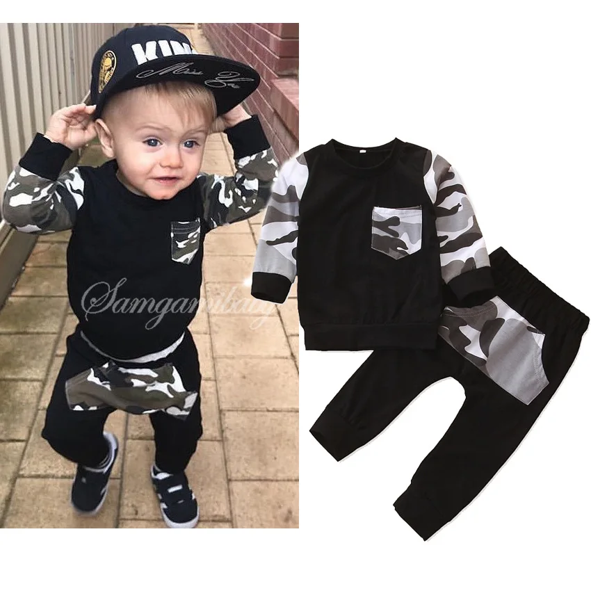 2PCS Kids Baby Boys Long Sleeve Tops Blouse+Pants Set Clothes Outfit US STOCK 