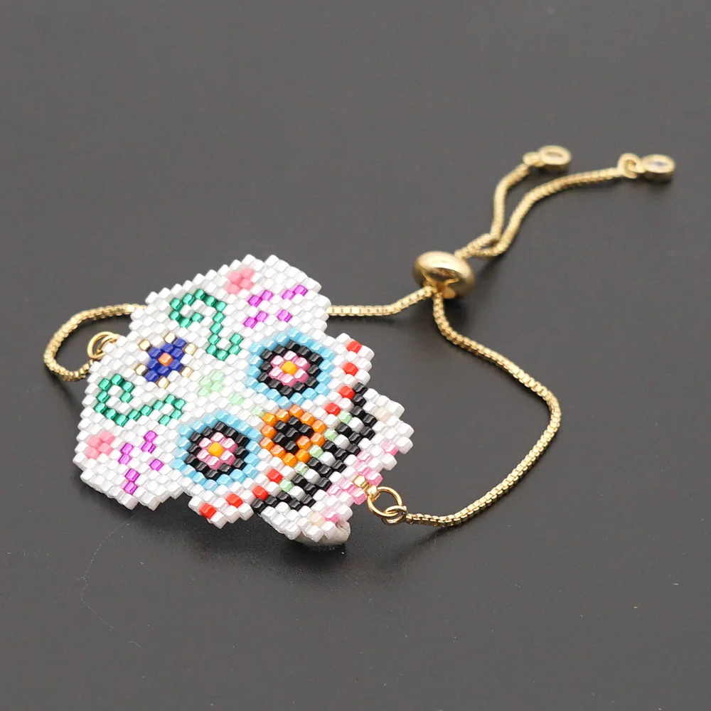 Sugar skull outlet Catrina beadwork miyuki pendant with chain