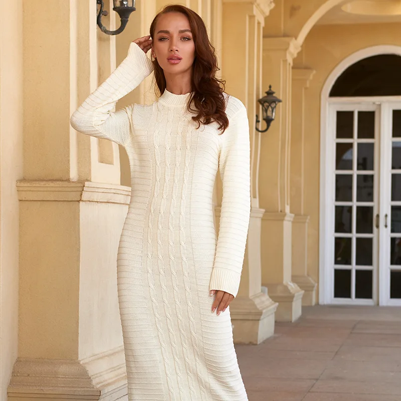 New Fashion Women Casual Winter Knit Sweater Dresses 2024 - Stylish Christmas Outfit for Ladies, Long Sleeve & Comfortable New Fashion Women Casual Winter Knit Sweater Dresses 2024 - Stylish Christmas Outfit for Ladies, Long Sleeve & Comfortable
