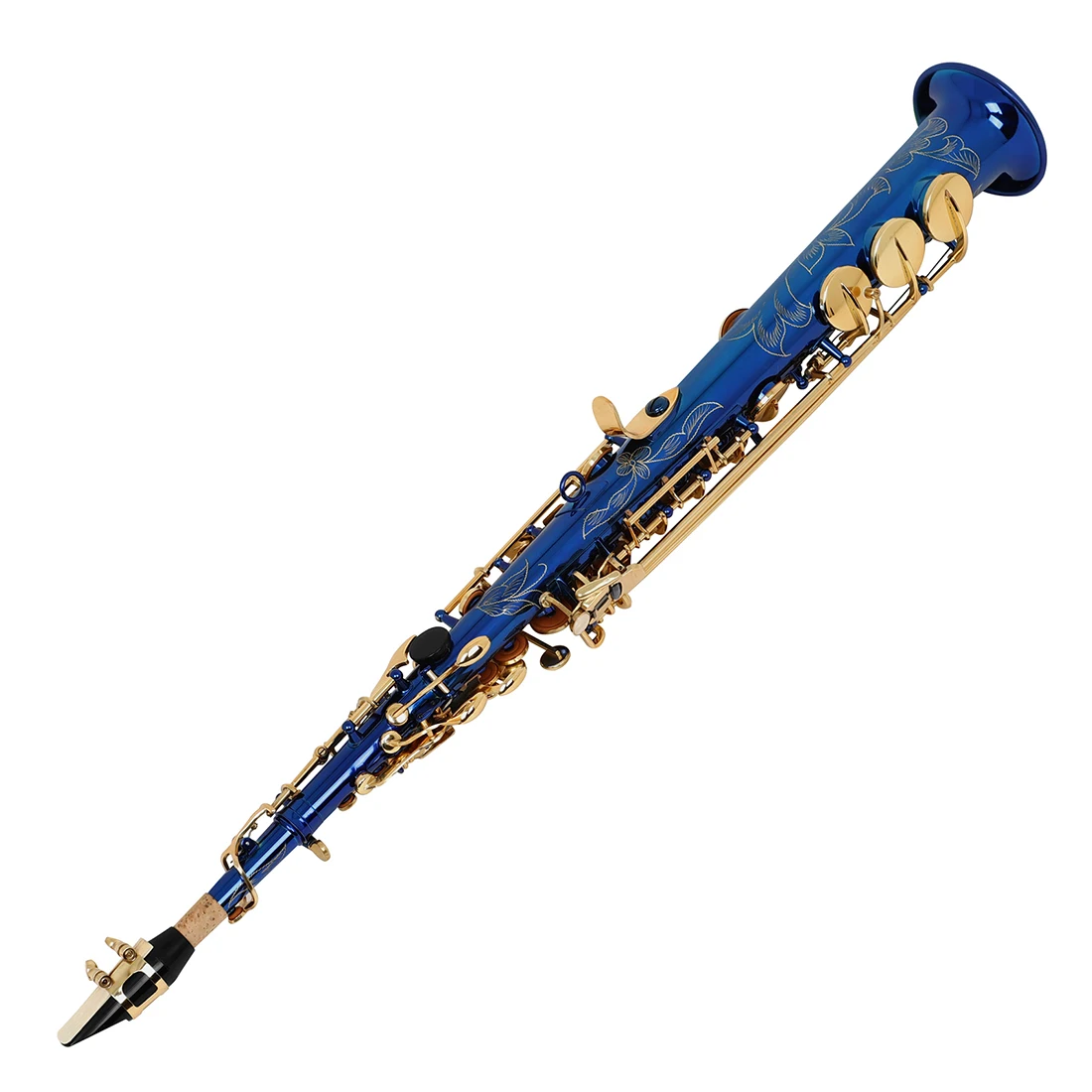 China Cheap Price SLADE Blue Straight Soprano Saxophone Sax Gold