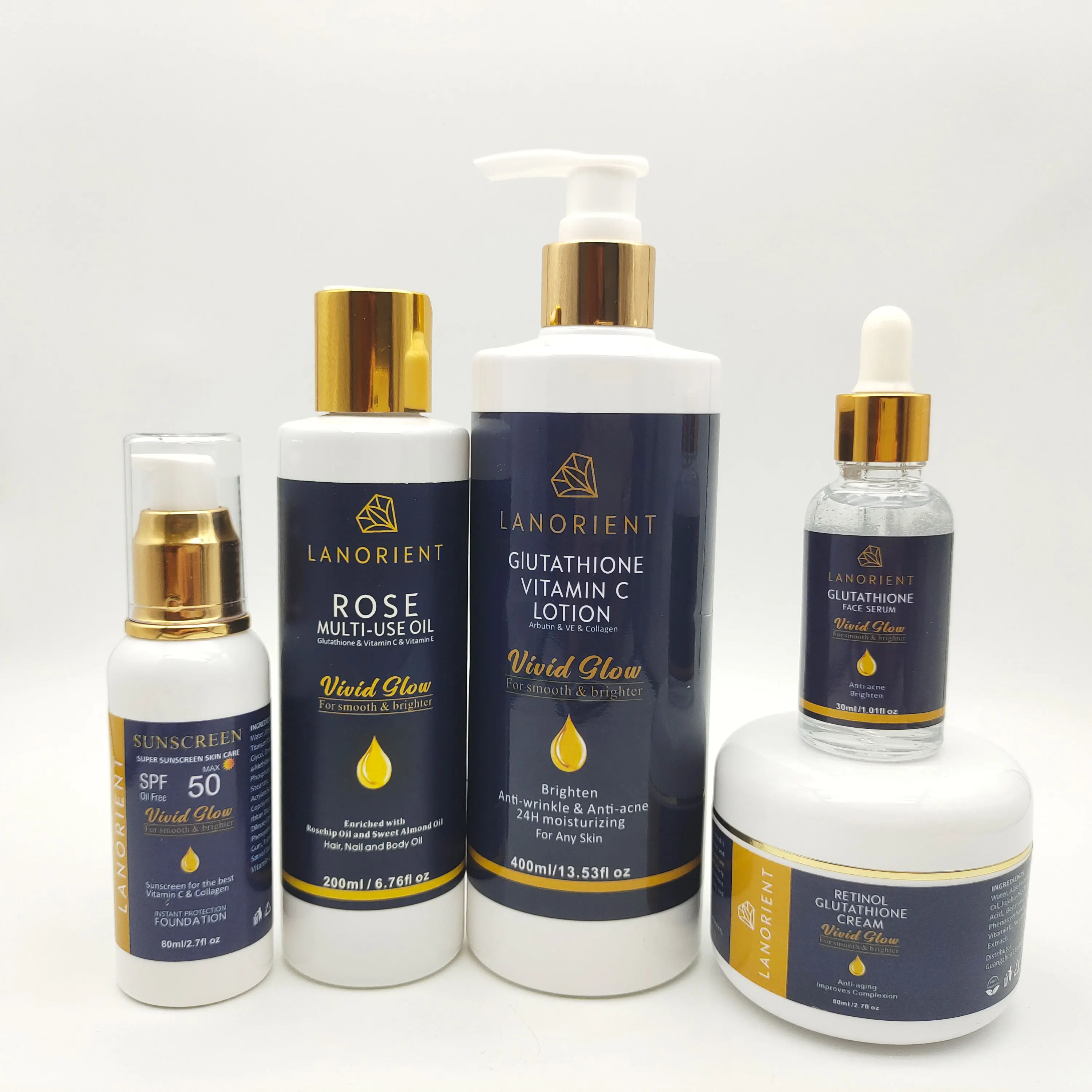 LANORIENT Super Eclaircissant Natural Whitening Cream Set for Dark Skin  With L-Glutathione Tablet Set Skin Care