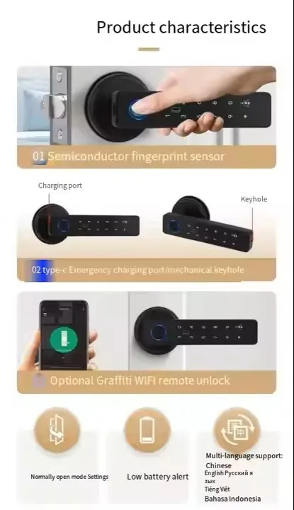 Tuya APP Fingerprint Smart Door Lock Smart Door Lock for Gate Smart Door Lock Me Home