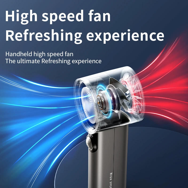 3600mAh High Speed Mini Turbo Digital Display Handheld Fan Portable USB Rechargeable Hand Fans Outdoor Travel Fan
